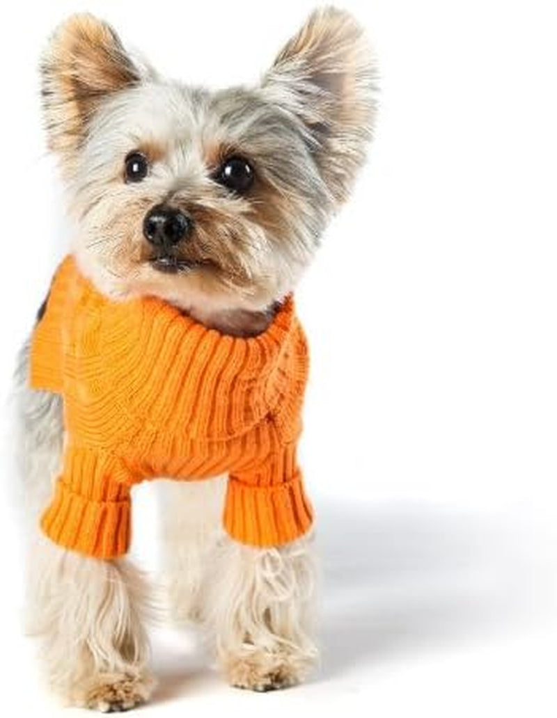 Turtleneck Dog Sweater (#14, Tangerine)