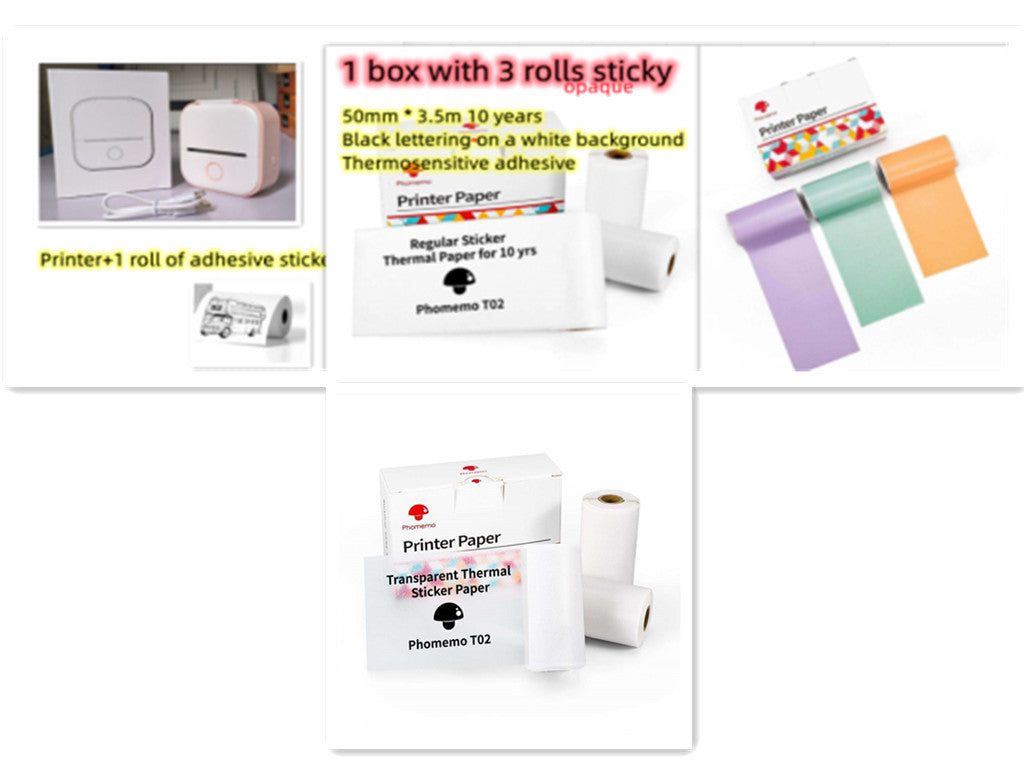 Portable Mini Thermal Label Printer Home Photo Printer Student Wrong Question Printer Bluetooth-compatible Mini Label Printer Price Tag - webmart360
