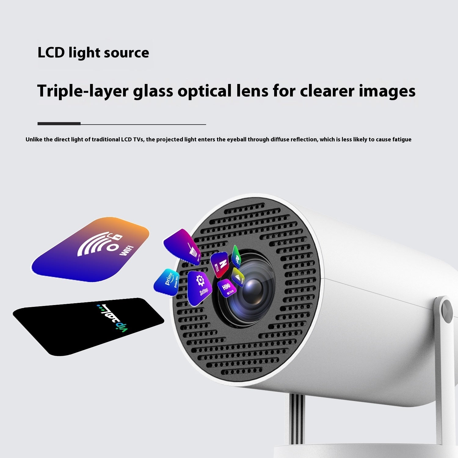 Portable Projector Small Straight Projector For Home Use 180 Degrees Projection Angle Automatic Focus Home Video Projector - webmart360