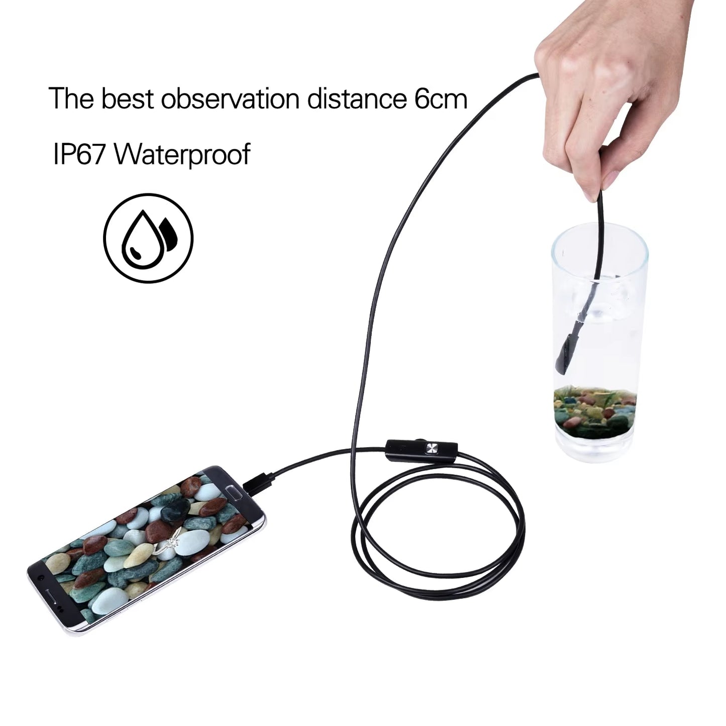 5.5 7MM Android Endoscope 3 in 1 Usb/Micro Usb/Type-C Borescope Inspection Camera Waterproof for Smartphone