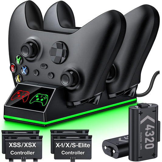 Controller Charger for Xbox One, Xbox Controller Charging Station with 2 X 4320Mwh Rechargeable Battery Packs for Xbox Series X/S/One X/S/Elite,Xbox Accessories