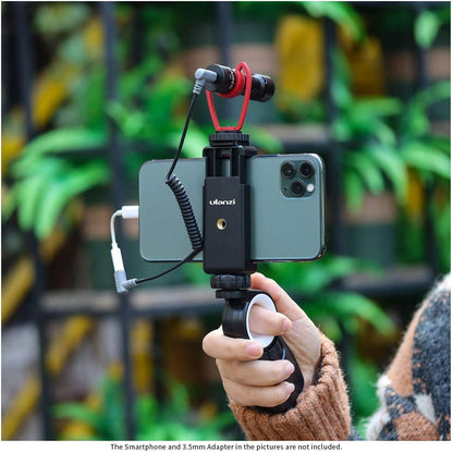 ST-07 Phone Tripod Mount with Cold Shoe Mount for Microphone LED Video Light 1/4'' Tripod Screw for Iphone 11/Pro/Pro Max XS Max XR X 8 7 plus Samsung Galaxy Oneplus Google Pixel Vlog Vlogging