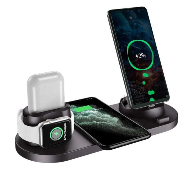 Wireless Charger For IPhone Fast Charger For Phone Fast Charging Pad For Phone Watch 6 In 1 Charging Dock Station - webmart360
