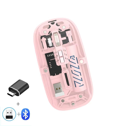 Transparent Wireless Mouse Dual Mode 2.4G Bluetooth-Compatible Rechargeable Mouse Noiseless Cordless Computer Mice for PC Laptop